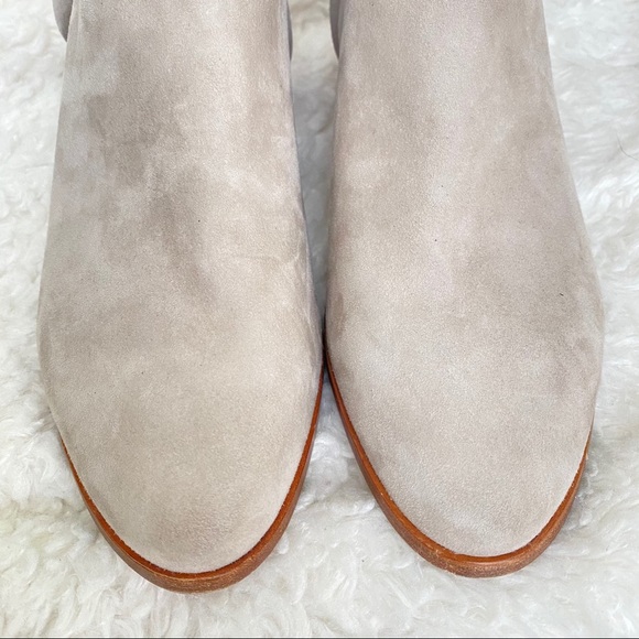 Joie Suede Ruffle Ankle Bootie NWOT 36.5 Pale Grey - Picture 10 of 16